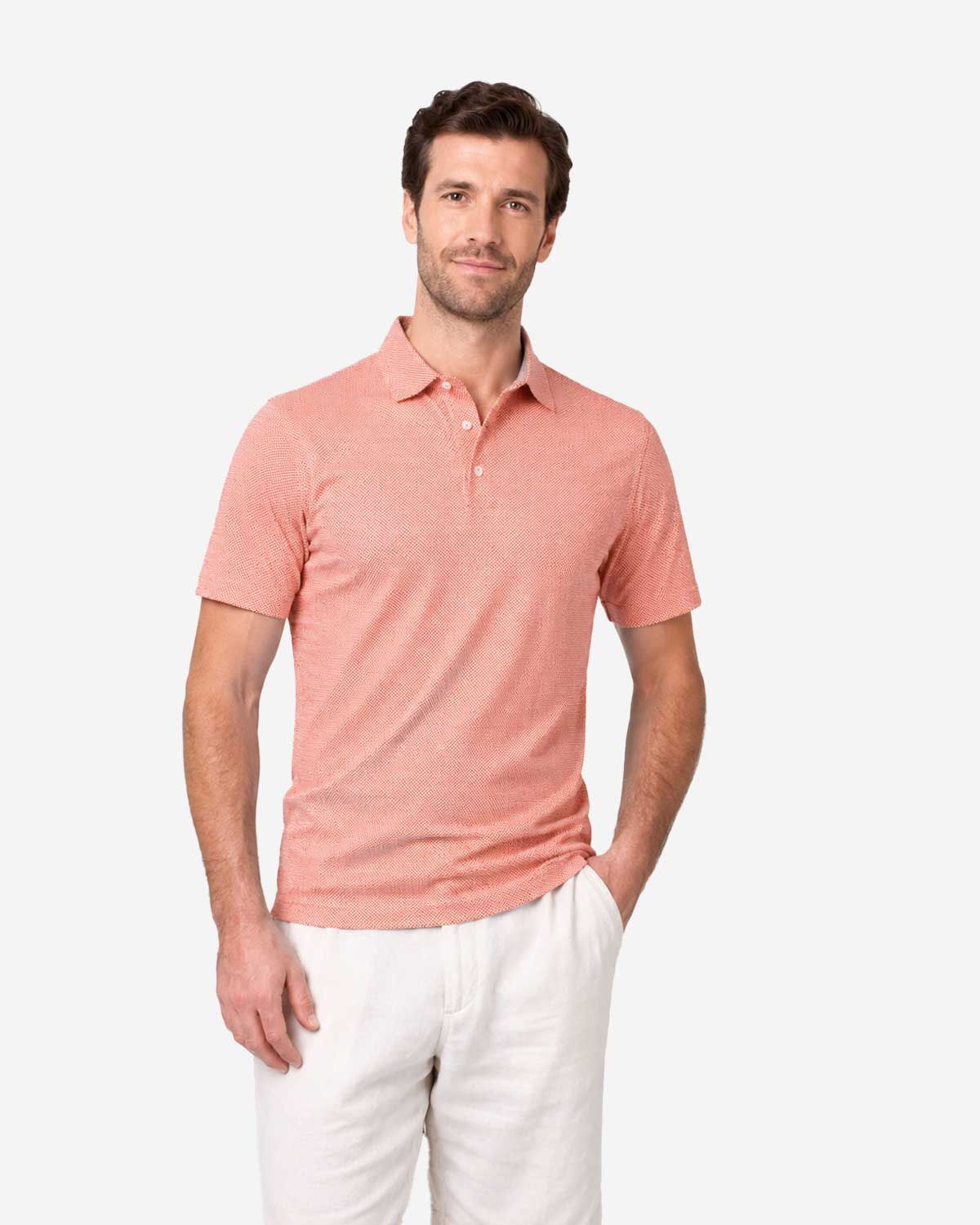 Desoto polo korte mouw effen red pink 93037-3-310 piqué structuur katoen heren Haarlem model voor