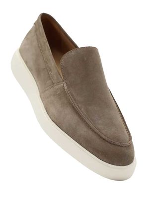 Melik Tulip Sughero instapper in lichtgrijs suede met comfortabele cupzool
