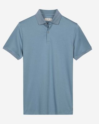 Thomas Maine polo 6152TM078 in mid blue van liquid cotton kwaliteit