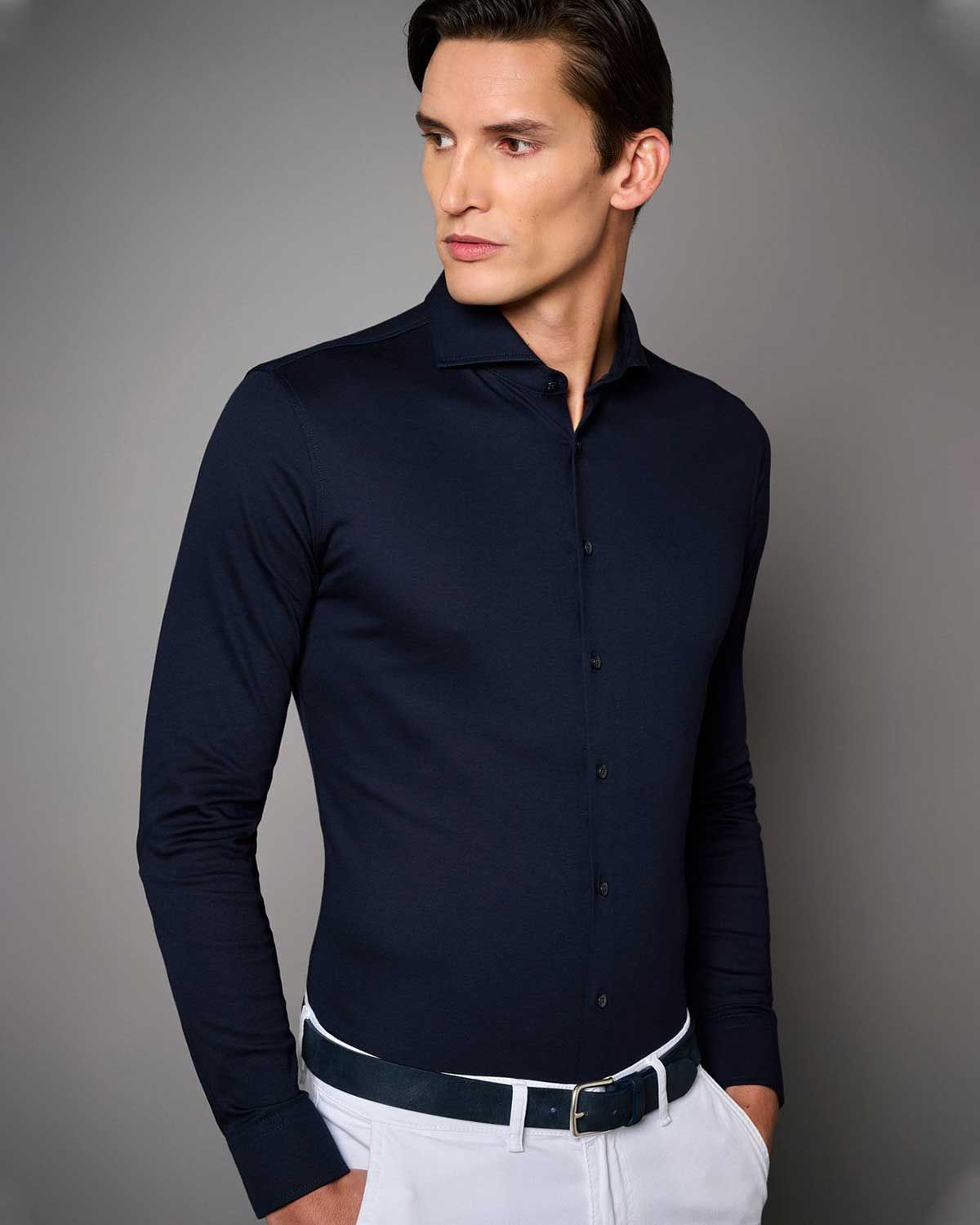 Desoto Luxury Dress Shirt Lange Mouw Donker Blauw 10008-30