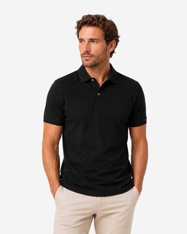 Thomas Maine polo NOS52TM078-060 donkerblauw liquid cotton herenpolo met korte mouwen