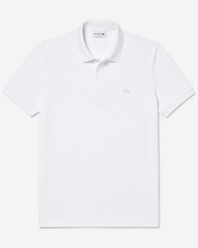 Detail van Lacoste PH5522-001 polo met verborgen knooplijst en ton-sur-ton krokodil
