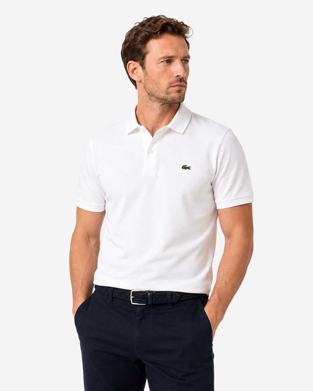 Lacoste PH4012-001 herenpolo in wit van premium piqué katoen