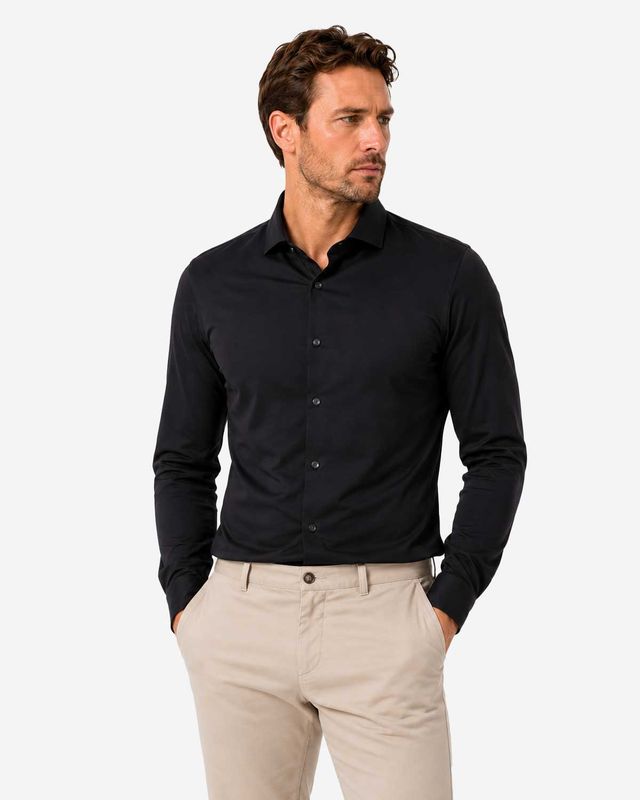 OLYMP Luxor 24/Seven 12026468 zwart overhemd met New Kent kraag