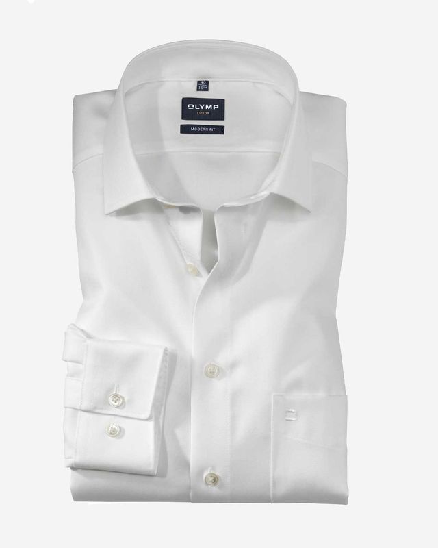 OLYMP Luxor off white modern fit overhemd van 100% katoen