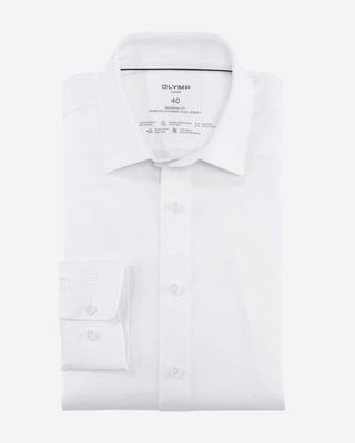 OLYMP Luxor 24/Seven wit jersey overhemd van katoen en spandex
