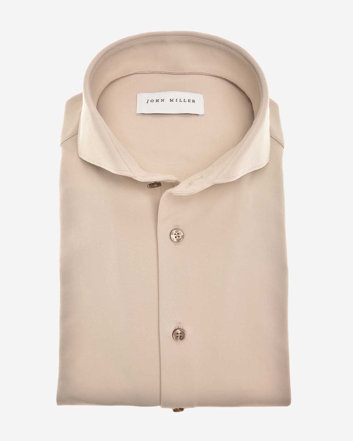 John Miller Dress Shirt Lange Mouw Licht Beige 5142675
