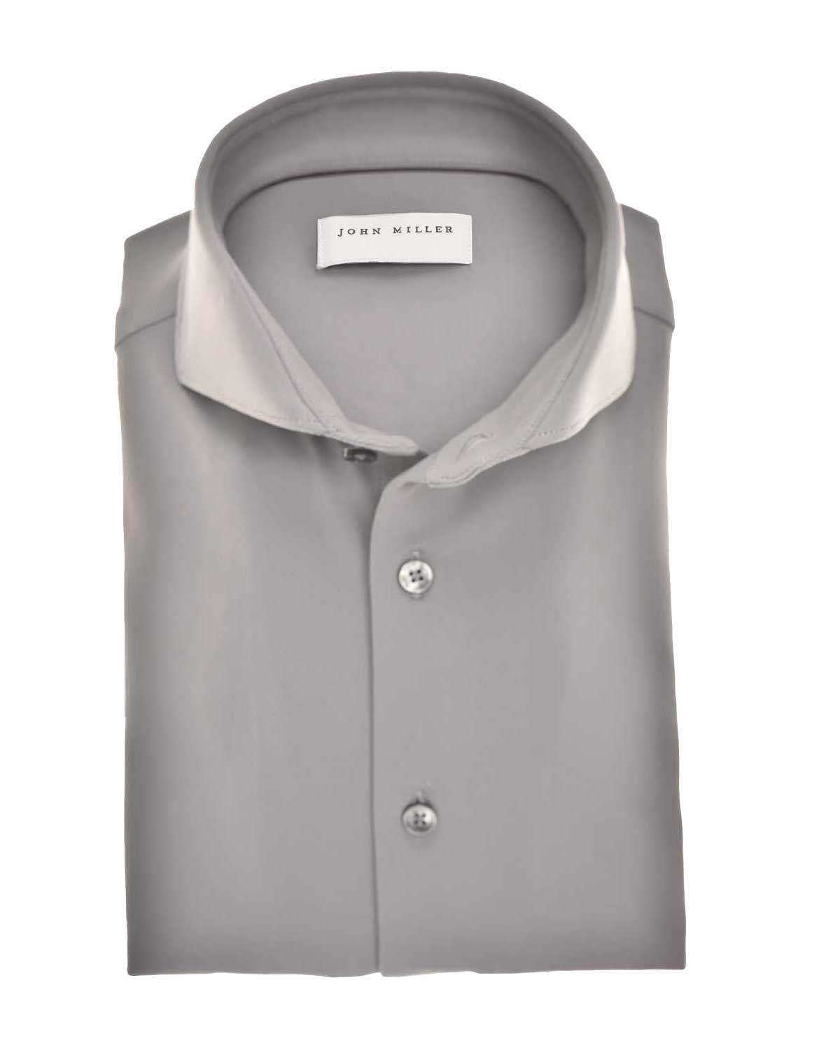 John Miller 5142675 middengrijs Slim Fit overhemd met Cutaway kraag
