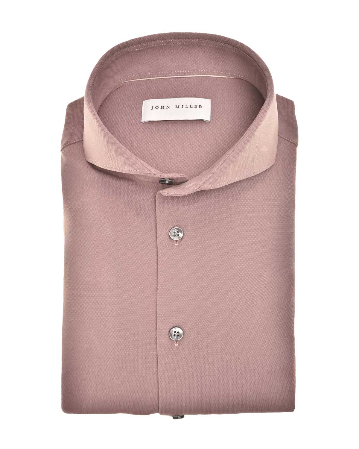 John Miller 5142675 donkerroze Slim Fit overhemd met Cutaway kraag