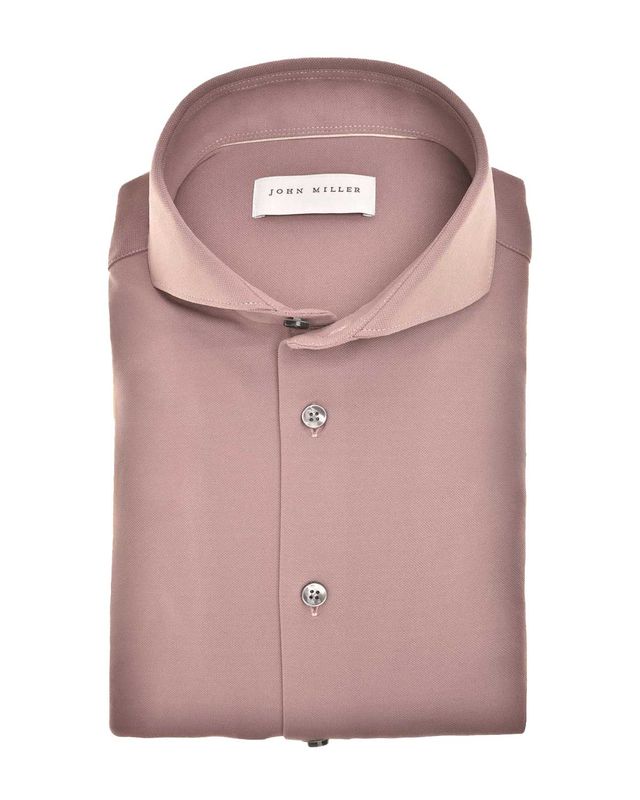 John Miller 5142675 donkerroze Slim Fit overhemd met Cutaway kraag