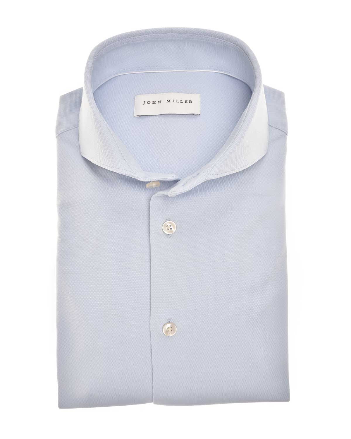 John Miller overhemd 5142675 120 lichtblauw, opgevouwen met Cutaway kraag
