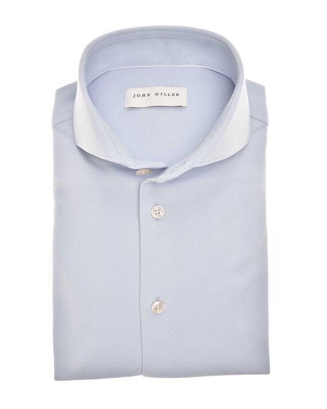John Miller overhemd 5142675 120 lichtblauw, opgevouwen met Cutaway kraag