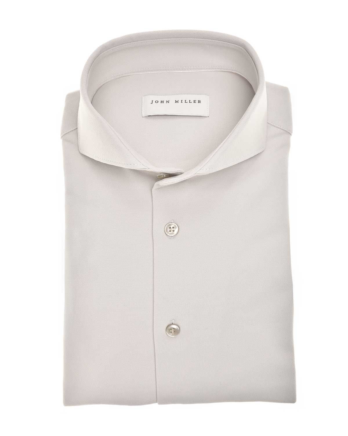 John Miller Dress Shirt Lange Mouw Licht Grijs 5142675
