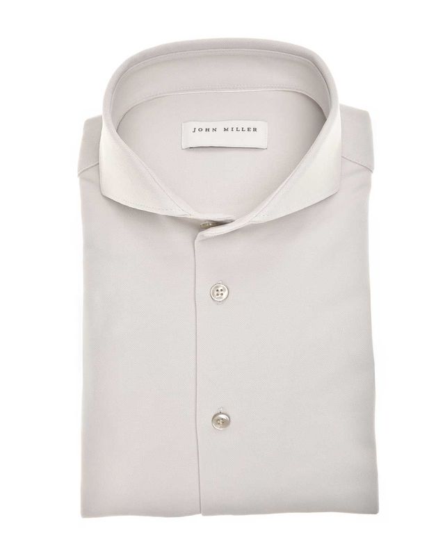 John Miller Dress Shirt Lange Mouw Licht Grijs 5142675