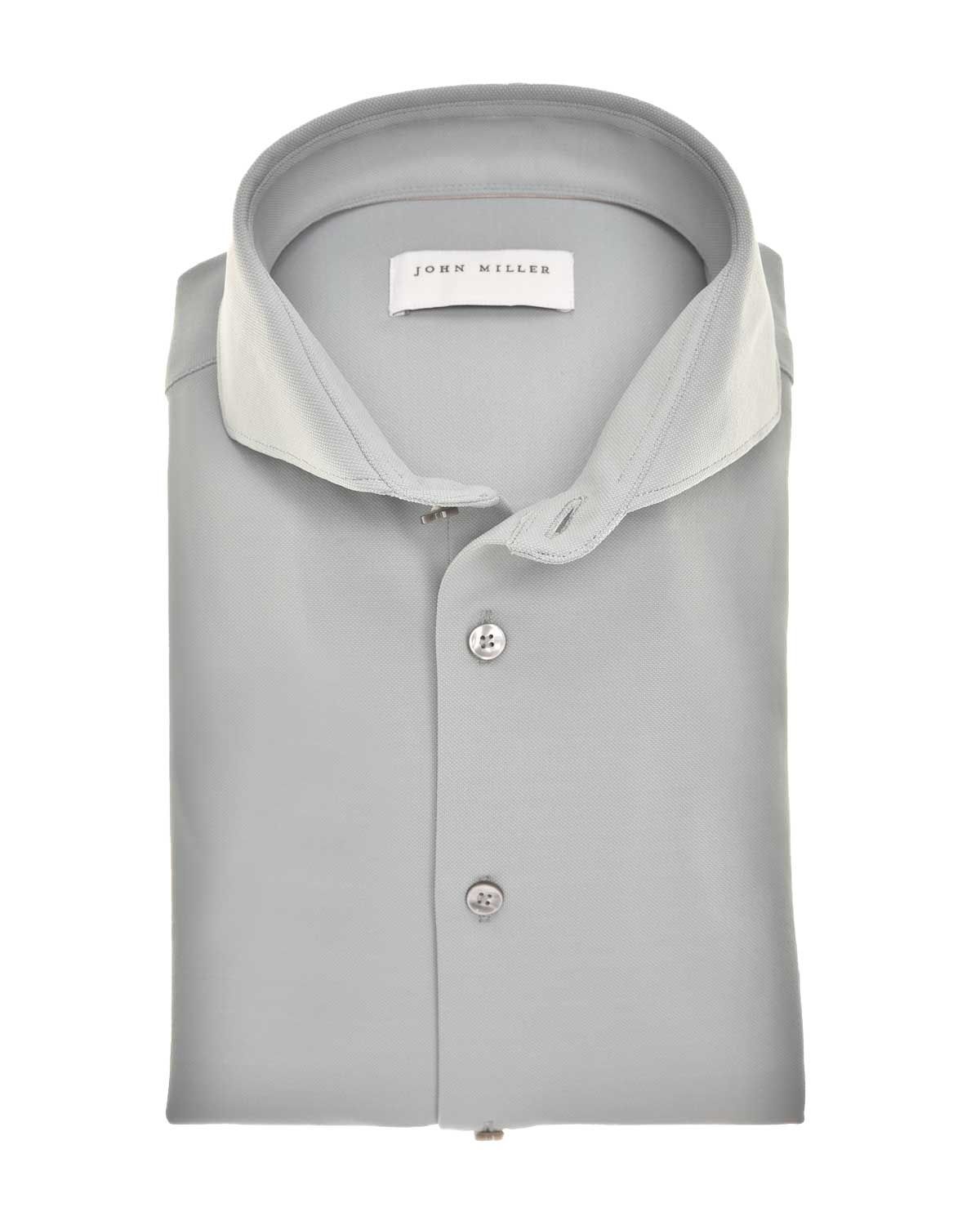John Miller 5142675 lichtgroen Slim Fit overhemd met Cutaway kraag