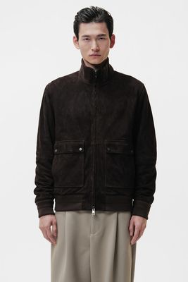 Duno Hans Agnone Dark Brown Suede Bomber Jacket