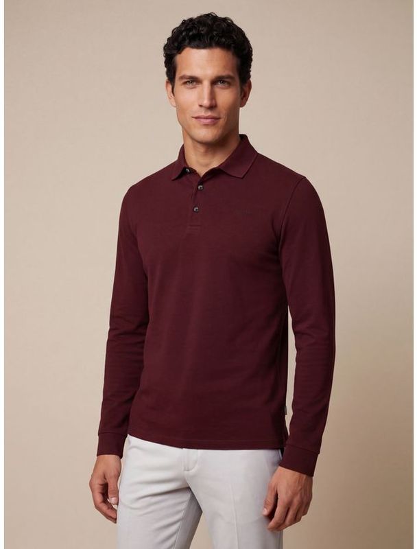 Cavallaro Long-Sleeved Polo Mid Red 116265010