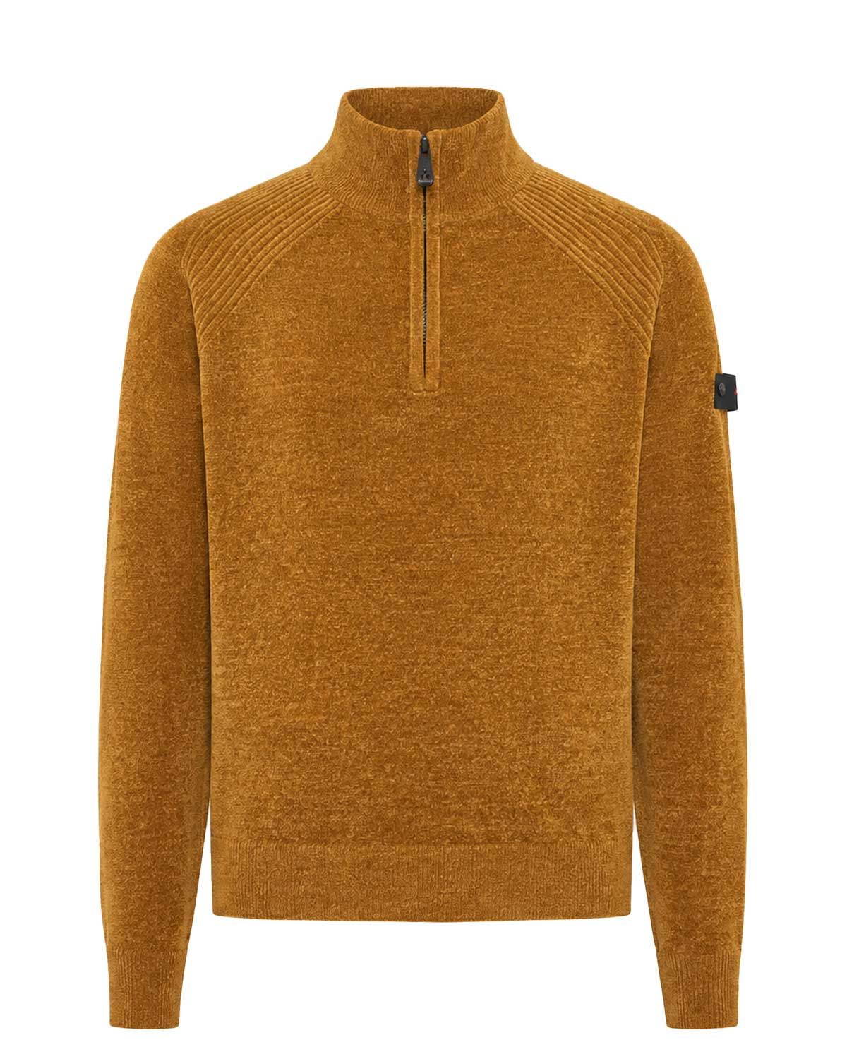 Peuterey CRIVELLI okerkleurige herenpullover met halve rits – Van den Broek Herenmode Haarlem