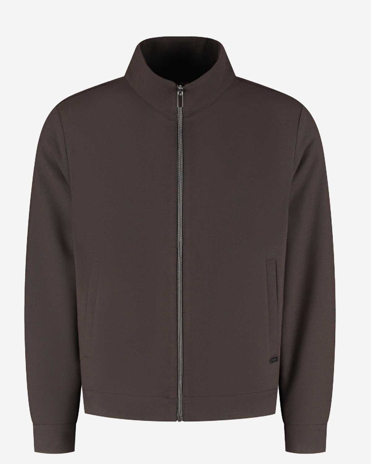 Seven Dials Medan SDL26314WR25-2002 donkerbruin overshirt met ritssluiting en opstaande kraag voor heren