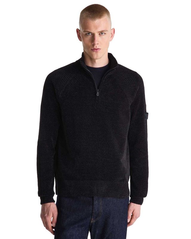 Peuterey CRIVELLI zwarte chenille pullover voor heren – Van den Broek Herenmode Haarlem