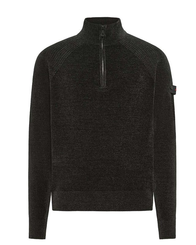 Peuterey CRIVELLI donkergrijze herenpullover met halve rits – Van den Broek Herenmode Haarlem