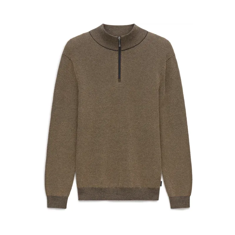 Bugatti Mid Brown Half-Zip Sweater 7500-25533F