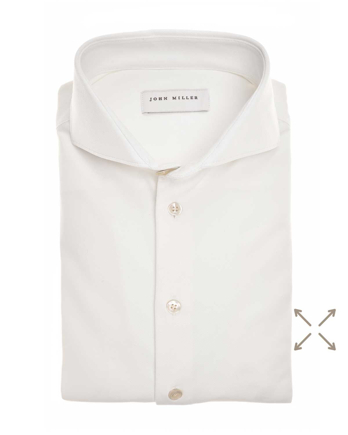 - John Miller 5346516 antiekwit Slim Fit overhemd met Cutaway kraag