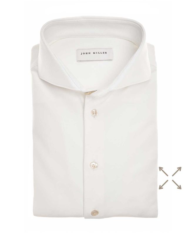 - John Miller 5346516 antiekwit Slim Fit overhemd met Cutaway kraag