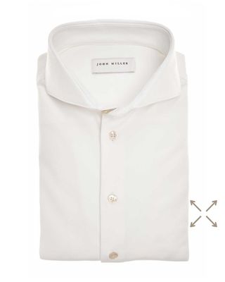 - John Miller 5346516 antiekwit Slim Fit overhemd met Cutaway kraag