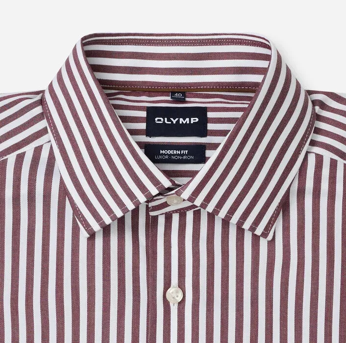 OLYMP Luxor Modern Fit Striped Shirt Burgundy