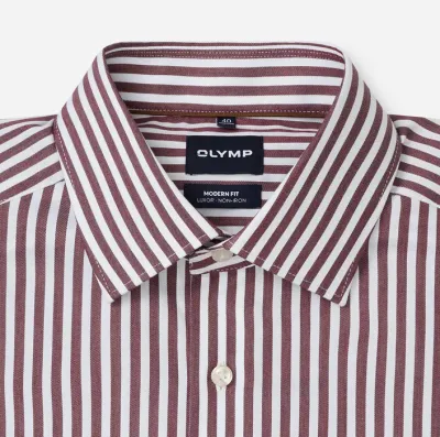 OLYMP Luxor Modern Fit Striped Shirt Burgundy