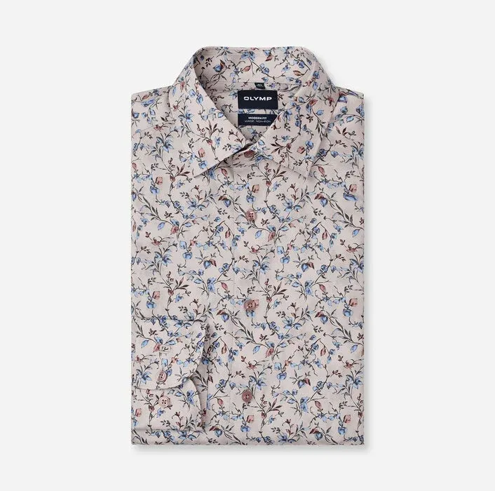 OLYMP Luxor Modern Fit Floral Shirt Natural
