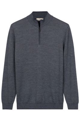 Thomas Maine mid-blue jacquard half-zip sweater 6284TM109, front view