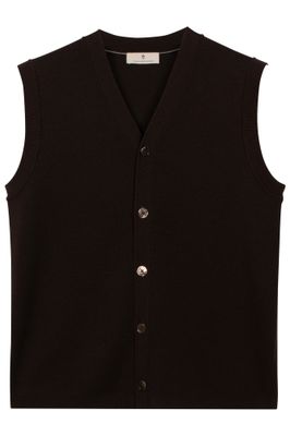 Thomas Maine men’s dark brown buttoned knit vest 62205TM100, front view at Van den Broek Herenmode