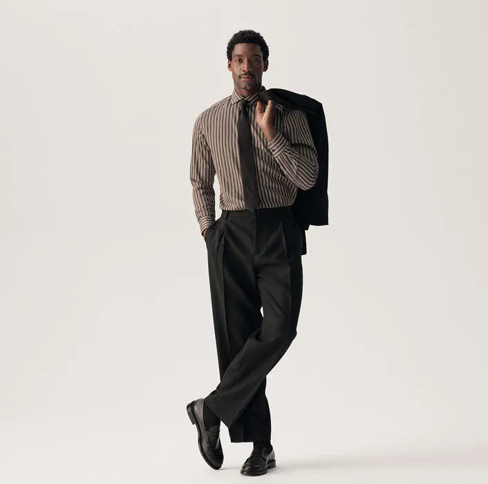 OLYMP Luxor Modern Fit Striped Shirt Brown