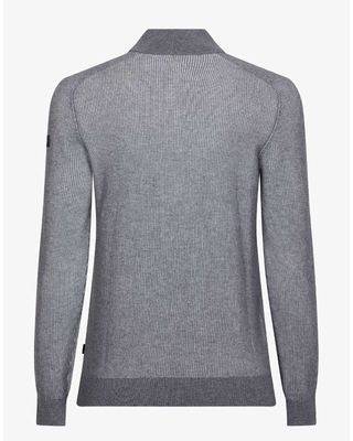 Cavallaro Romano Half Zip Pullover in mid grey melange, back view