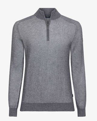 Cavallaro Romano Half Zip Pullover in mid grey melange, front view