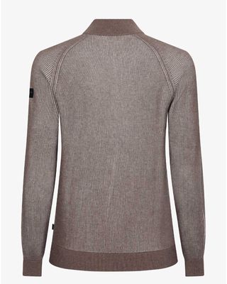 Cavallaro Romano Full Zip Cardigan in taupe, back view