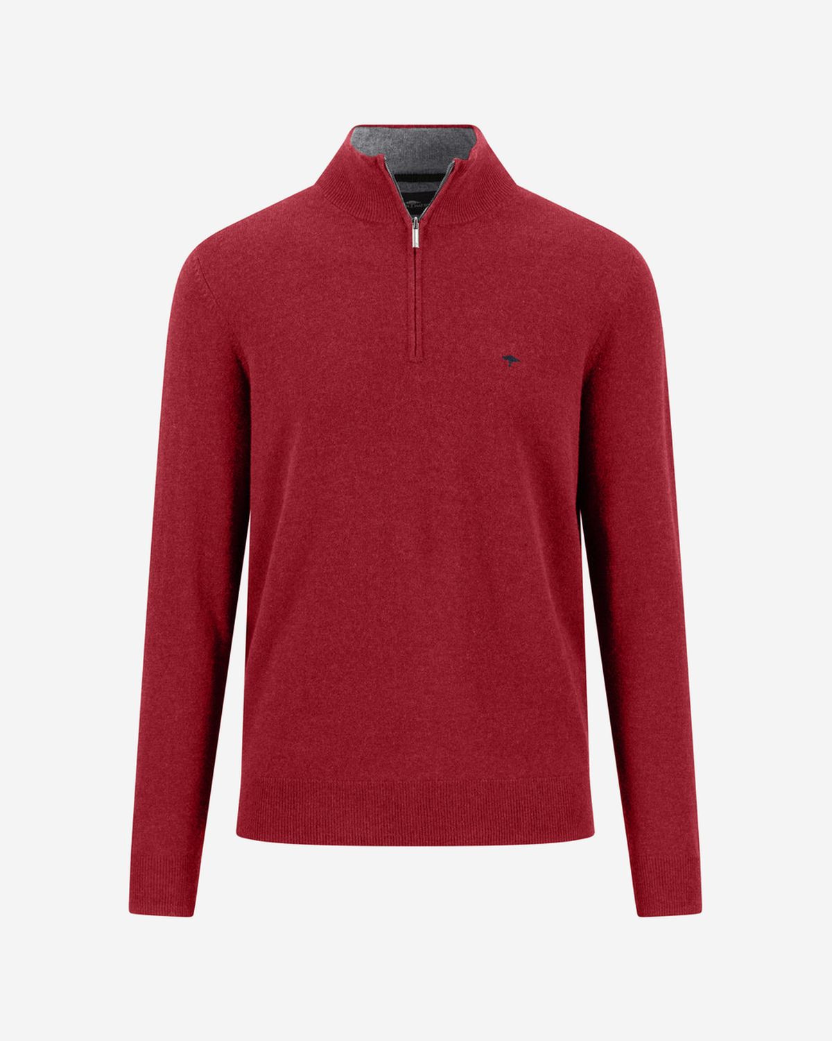 Fynch Hatton brick-red wool-cashmere troyer 1614802, front view with short zip and stand collar