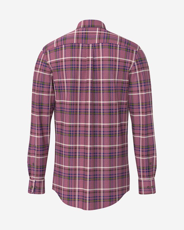 Fynch Hatton Premium Melange Check shirt brick red 16108860, back view showing the check and long sleeves