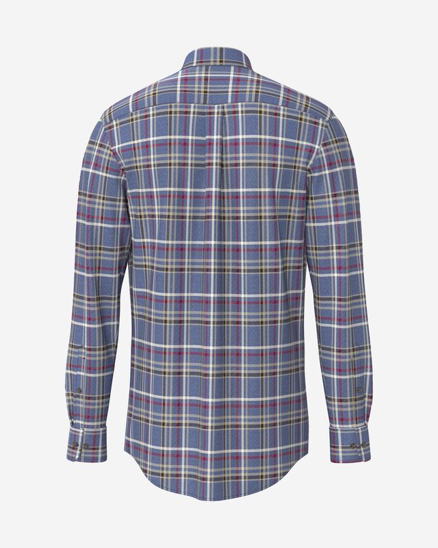 Fynch Hatton Premium Melange Check shirt ink blue 16108860, back view of check pattern and long sleeves