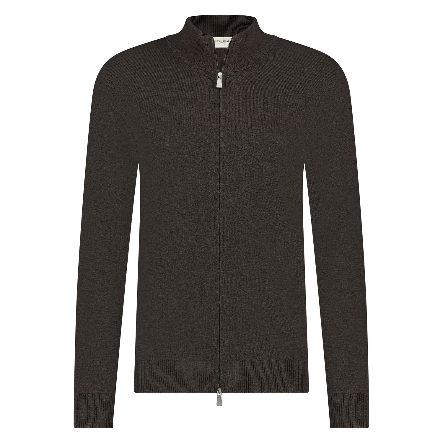 Seven Dials Paul Full-Zip Merino Cardigan Dark Brown SDL00005RO18