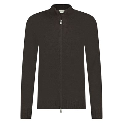 Seven Dials Paul Full-Zip Merino Cardigan Dark Brown SDL00005RO18