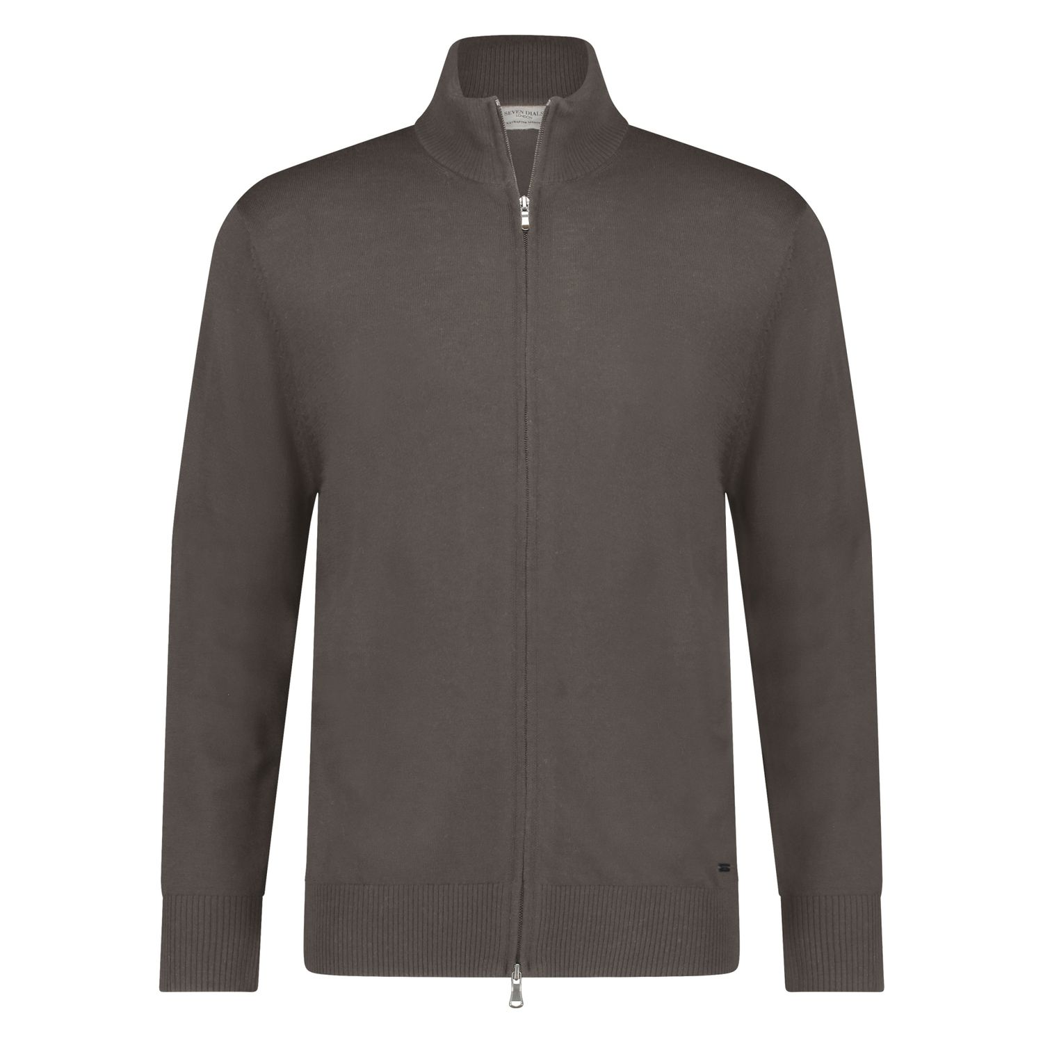 Seven Dials Paul Full-Zip Merino Cardigan Taupe SDL00005RO18