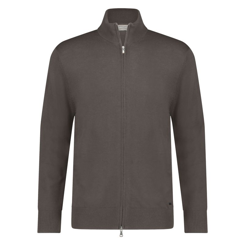 Seven Dials Paul Full-Zip Merino Cardigan Taupe SDL00005RO18