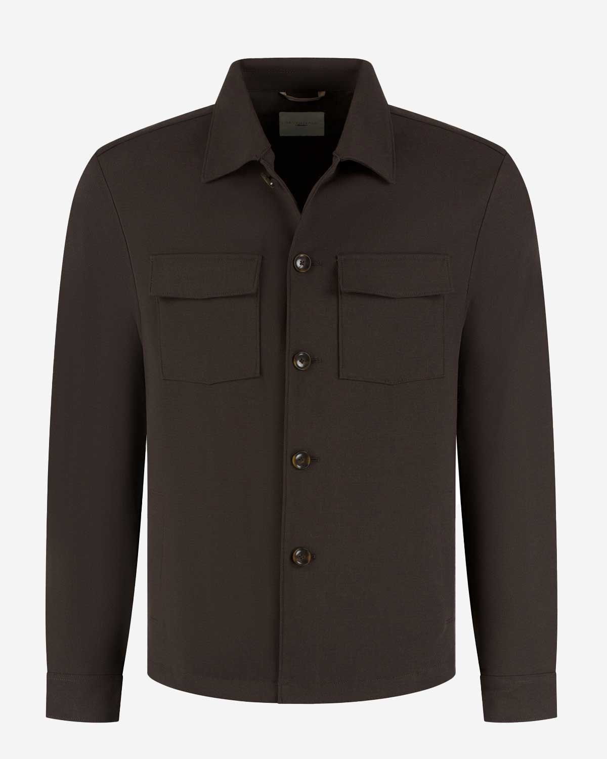 Seven Dials Ronan SDL26314MA25-2004 donkerbruin overshirt heren met knoopsluiting en twee borstzakken