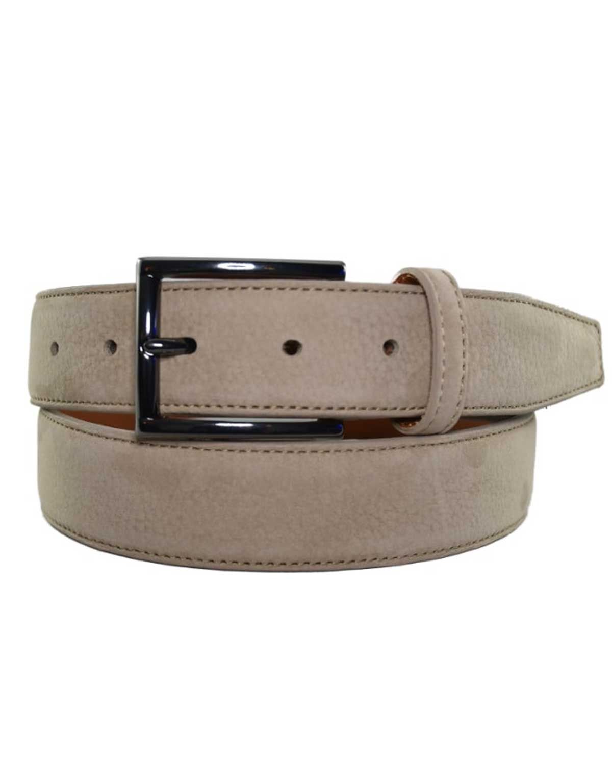 Beige nubuck men's belt by 6 Road Fashion, model 500000-62, 3.5 cm wide