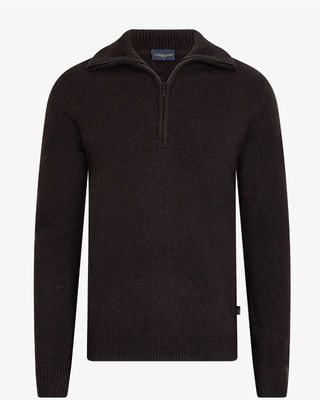 Cavallaro Sanmori half zip pullover donkerbruin, vooraanzicht