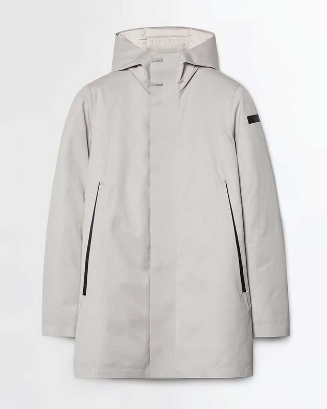 Vooraanzicht van de RRD Hut Floating Parka Jkt in White Beige.
