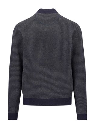 Fynch-Hatton RWS lambswool zip cardigan in navy, back view